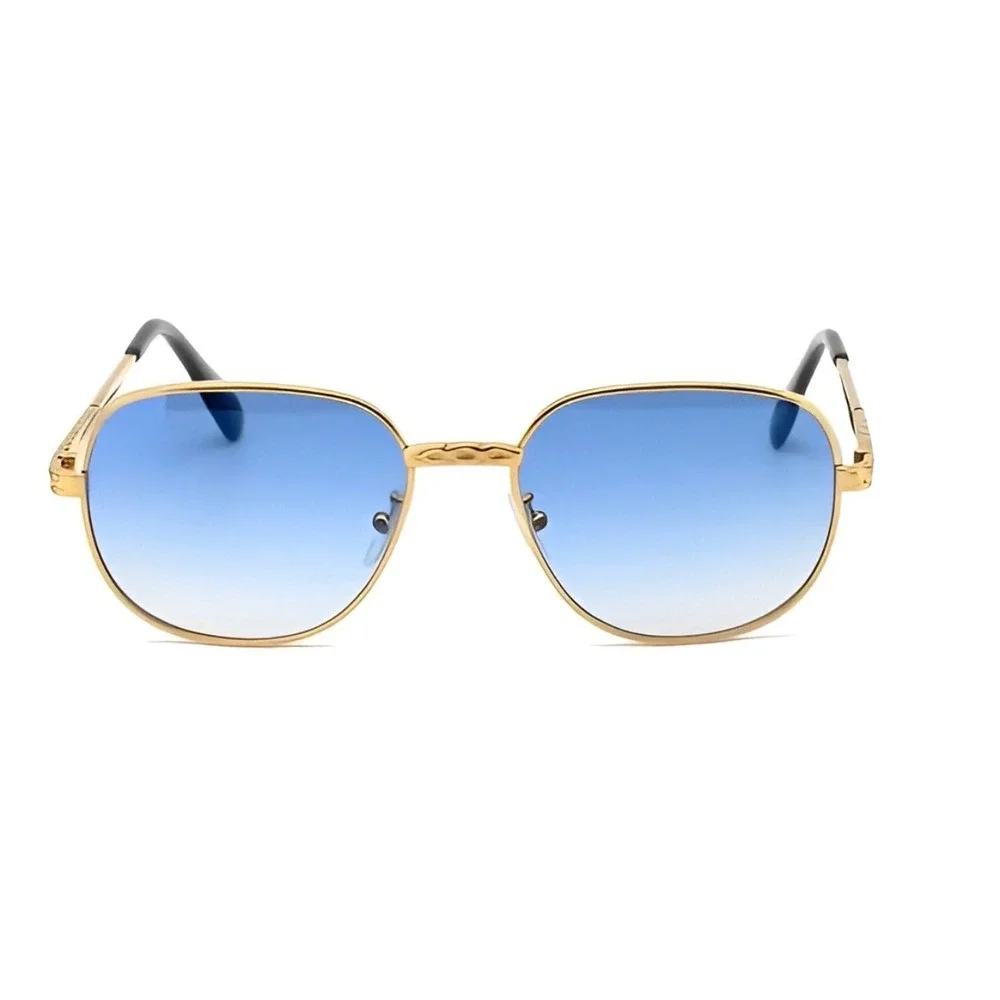 Retro‎ Steampunk Round Oversized Sunglasses Eyewear Women Vintage Aviator Blue